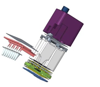 Exploded view of microfluidic cartridge assembly